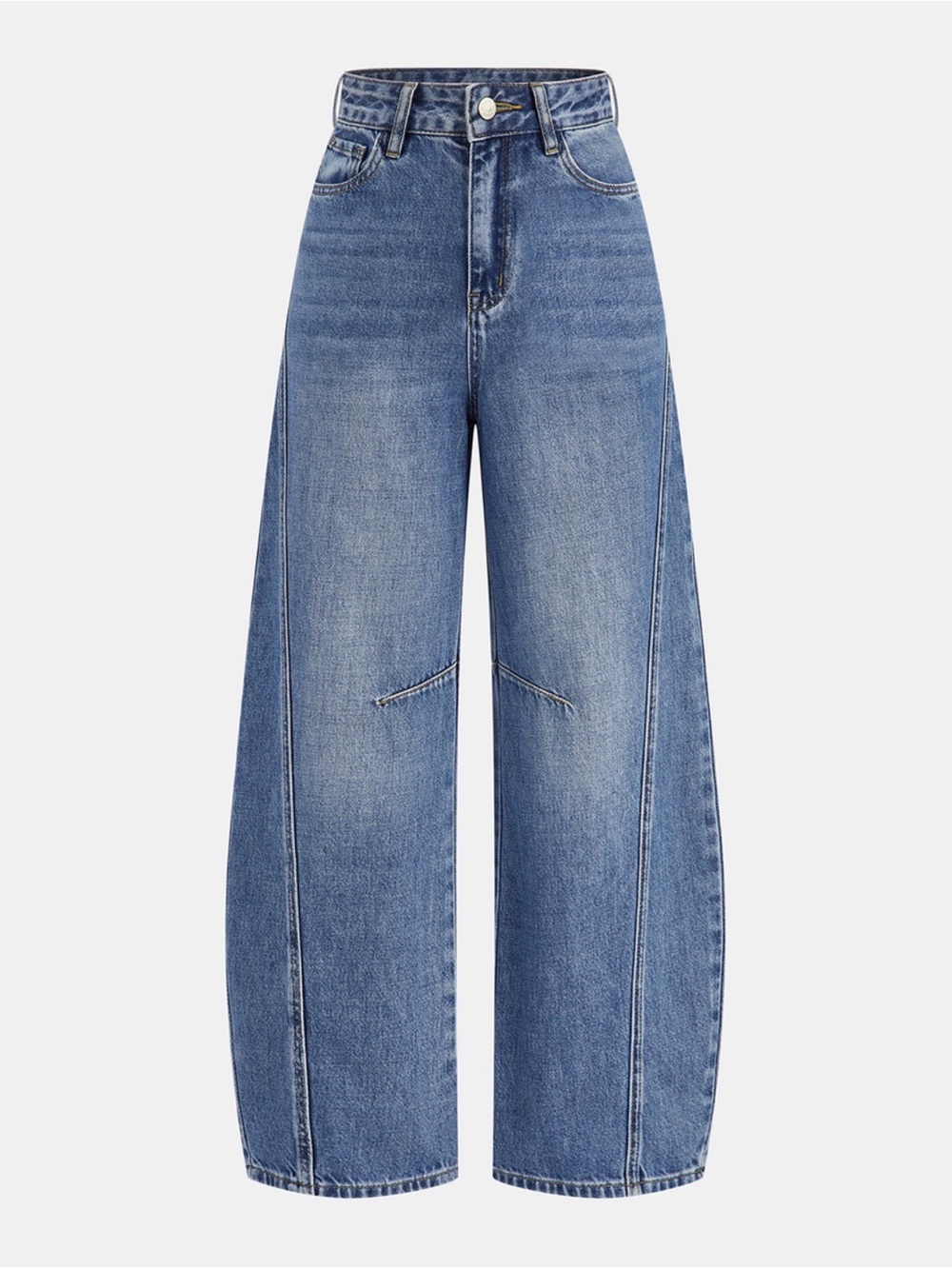 Commense Wide-Leg High-Rise Blue Denim Jeans